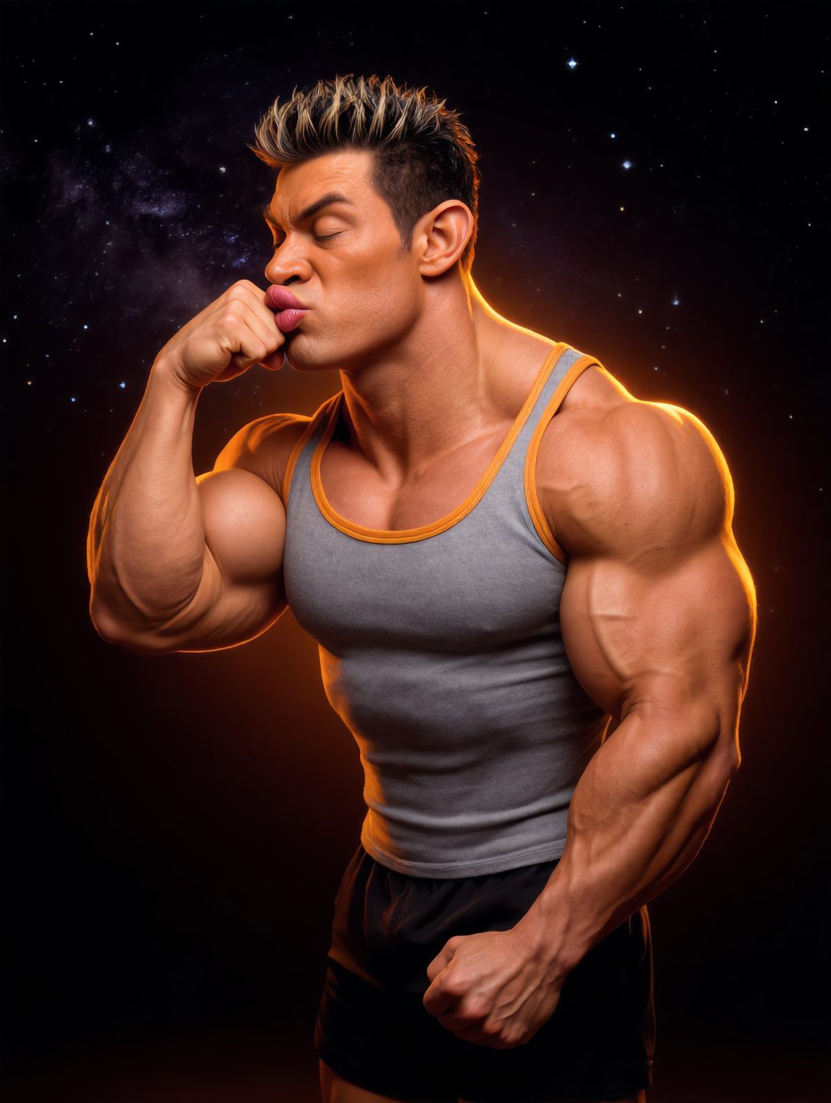 Elon Muskle kissing his own flexed bicep
